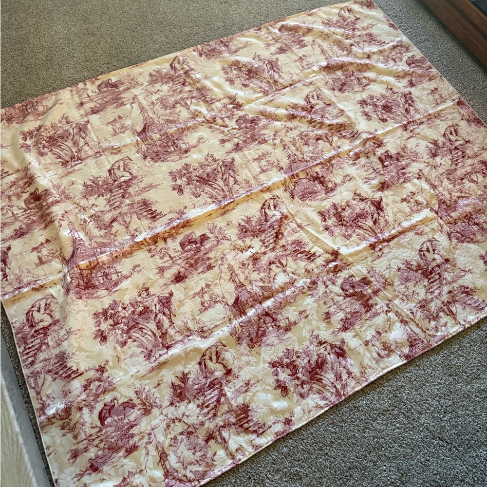 Elegant french toile de jouy Bordeaux Fabric/ table cloth in Cream and Burgundy